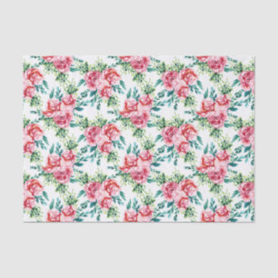 Illustratie Waterverven roze rozen patroon Tissuepapier