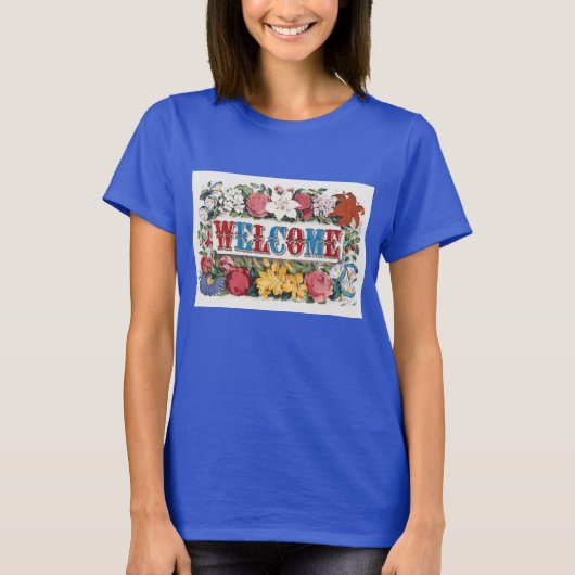 Illustratie WELKOM met Bloemen T-shirt (Voorkant)