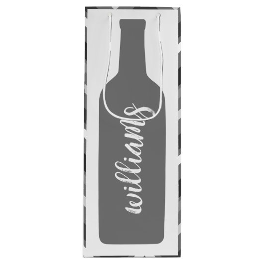 Illustratie wijnflesje - Chevron met script Wijn Cadeautas (Voorkant)
