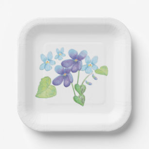 Illustratie Wild Violet Flowers Papieren Bordje