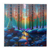 Illustratie winterbomen landschap tegeltje (Voorkant)