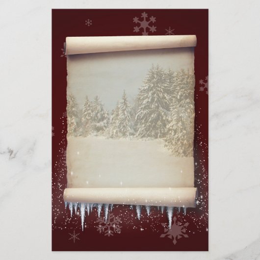 Illustratie winterperkament briefpapier (Voorkant)