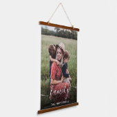 Illustratie wit script foto overlay monogram hangend wandkleed (Gebogen)