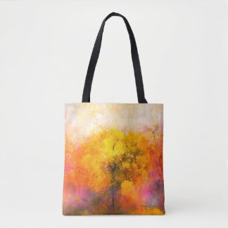 Illustratie zacht kleurrijk herfstbos. Abstract Draagtas