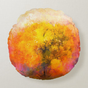Illustratie zacht kleurrijk herfstbos. Abstract Rond Kussen
