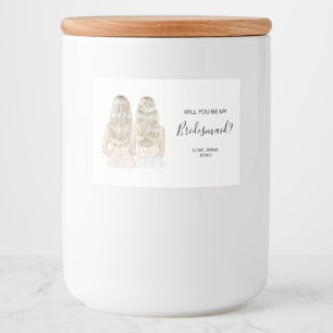 Illustratie: zal je mijn kaarslabel voor bruidsmai voedselcontainer etiket