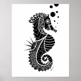 Illustratie zeepaardje poster
