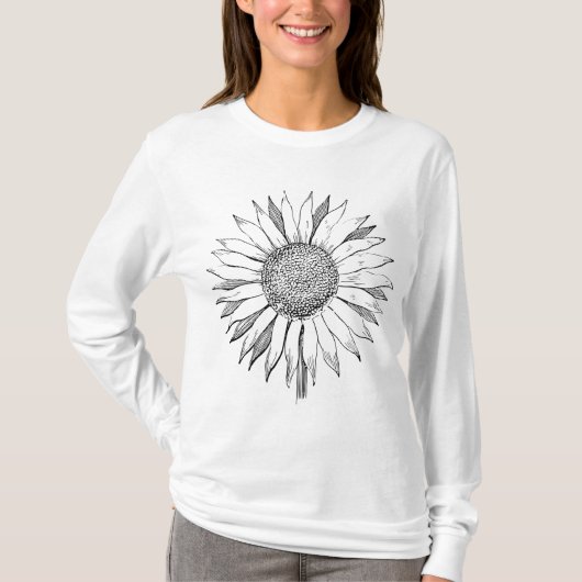 Illustratie zonnebloem t-shirt (Voorkant)