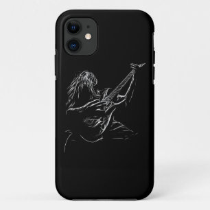 Illustratie zwart-witmetaal gitaarspeler iPhone 11 hoesje