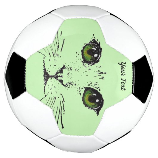 Illustratie zwarte kat, groen gele ogen voetbal (Gedraaid)