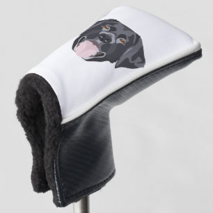 Illustratie zwarte labrador-herstelprogramma met g golfheadcover