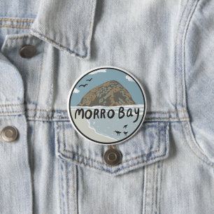 Illustratiebalk Morro Bay Central California Ronde Button 7,6 Cm