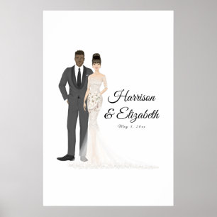 Illustratief alternatief weddenschap met paar als  poster