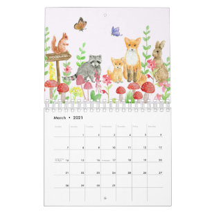 Illustratief dierfamiliekalender kalender