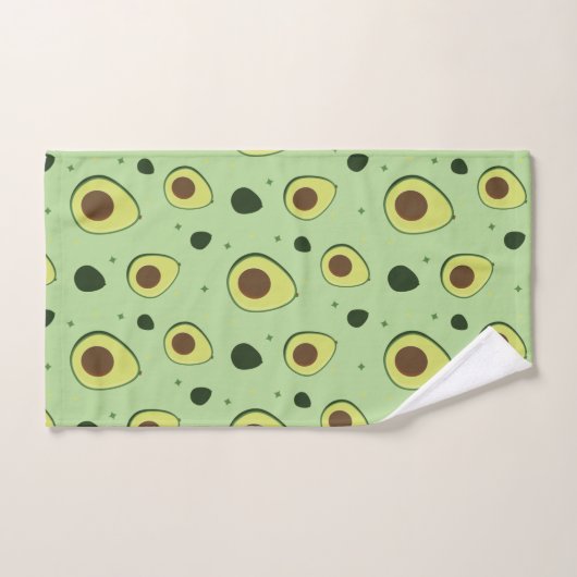 Illustratief Groen Avocado Foodie Pattern Bad Handdoek (Handdoek)