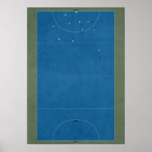 Illustratief Hockey Field van bovenaf Poster