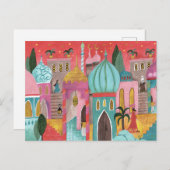 Illustratief kerstavond feestdagenkaart (Voorkant / Achterkant)