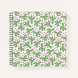Illustratief patroon Cactus & Roze bloemen Notitieboek