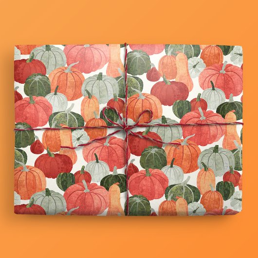 Illustratief patroon van pompoenpatch cadeaupapier