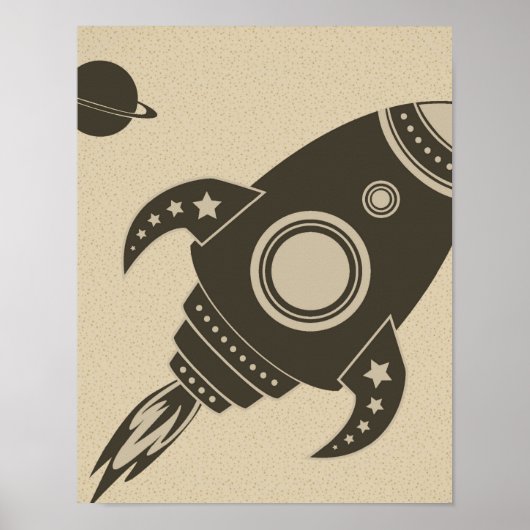 Illustratief Rocket Ship Poster (Voorkant)