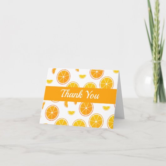 Illustratief Sinaasappel Slice Fruit Food Pattern Bedankkaart (Voorkant)