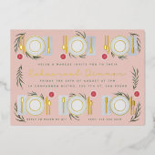 Illustratief tafelgerei folie uitnodiging (Voorkant)