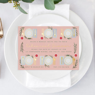 Illustratief tafelgerei folie uitnodiging