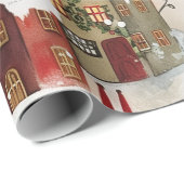 Illustratief van Kerstmis stad in schattig Cadeaupapier (Rol Hoek)