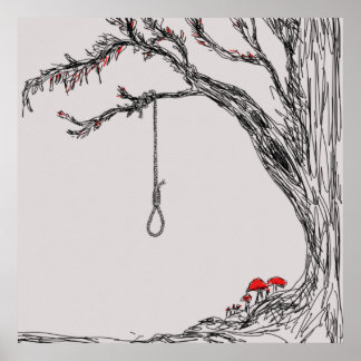 Illustratiehangersstrook en paddenstoelen poster