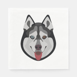 Illustratiehonden hebben het gezicht van Siberian  Servetten