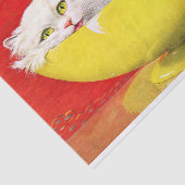  illustratiekat in gele kom decoupage tissuepapier (Detail)