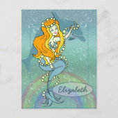 Illustratieontwerp Mermaid Rainbow en Dolphin Briefkaart (Voorkant)