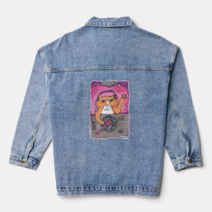 Illustratieontwerp van Cool Dj Cat Marker Art Denim Jacket