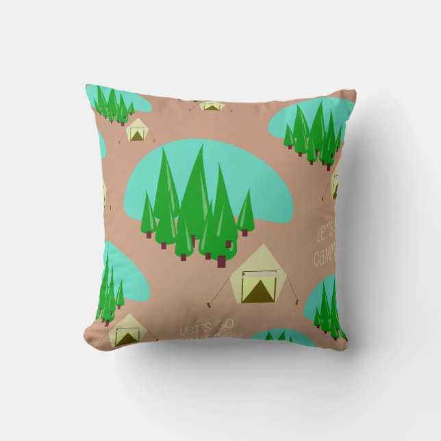 Illustratiepatroon Retro Style Kitschy Camping Kussen (Voorkant)
