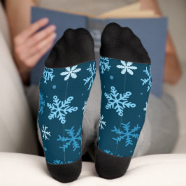Illustratiepatroon voor Cute Blue Kerstmis Snowfla Sokken