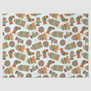 Illustratiepatroon voor kleurrijke kerstsymbolen tissuepapier