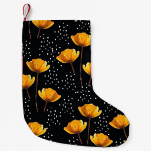 Illustratiepatroon voor levendige bloem- en polka- kleine kerstsok
