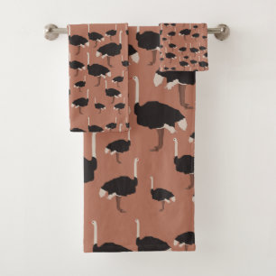 Illustratiepatroon voor vogels Ostrich Bird Bad Handdoek