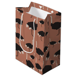 Illustratiepatroon voor vogels Ostrich Bird Medium Cadeauzakje