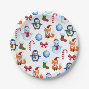 Illustratiepatroon voor Waterverf kerstmis Papieren Bordje