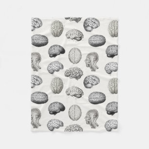 Illustraties van antieke hersen anatomie biologie fleece deken