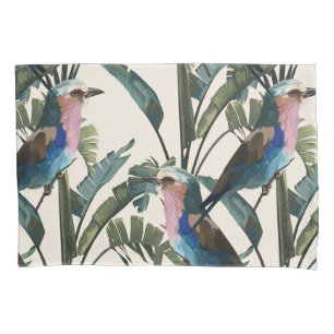 Illustraties van banaan plant, exotische vogel. kussensloop