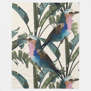 Illustraties van bananen, bladeren, vogels. fleece deken