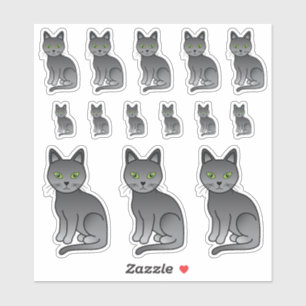 Illustraties van een schattige Russische Blauwe ka Sticker