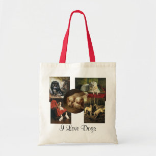 Illustraties van honden en puppy's uit vroeger tij tote bag
