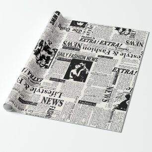 Illustraties van kranten met voorpaginakantiewerk cadeaupapier