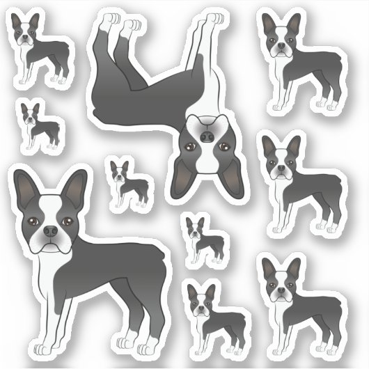 Illustraties van terrier Dog uit Black en White Bo Sticker (Voorkant)