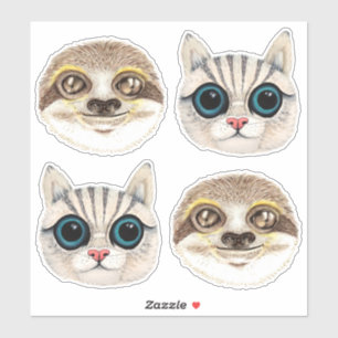 Illustraties van Waterverf met sleuf en kattengezi Sticker