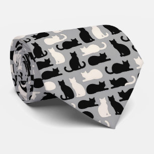 Illustraties van zwart-witte katten stropdas