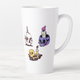 Illustratieset met schedels en kaarsen latte mok